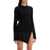 MUGLER Ribbed Knit Top With Long Sleeves BLACK