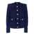 Balmain Blue Collarless Jacket With Gold Buttons In Tweed Woman BLUE