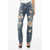 Givenchy Distressed Cotton Slim Fit Denims With Jewel Details 18Cm Blue