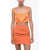 WOERA Side Zipped Silk Crop Top Orange