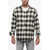 GREG LAUREN Flannel Oversized Shirt With Raw Cut Black & White