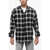 GREG LAUREN Flannel Oversized Shirt With Raw Cut Black