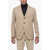 LUIGI BIANCHI Virgin Wool Side Vents Notch Lapel 3-Button Blazer Beige