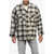 GREG LAUREN Padded Overshirt With Check Pattern Black & White