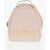 Moschino Love Solid Color Faux Leather Backpack With Golden Logo Beige