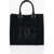 Dolce & Gabbana Solid Color Cotton Tote Bag With Leather Trims Black