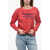 Armani Emporio Brushed Cotton Crew Neck Sweatshirt With Embroidery Pink