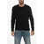 Dolce & Gabbana Creased-Effect Wool Sweater With Raw Cut Detail Black