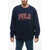 Ralph Lauren Crew Neck Cotton Blend Sweatshirt With Corduroy Patch Blue