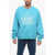 Acne Studios Brushed Cotton Crew Neck Sweatshirt With Luminescent Print Light Blue