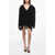 WARDROBE.NYC Silk Mini Dress With Ruched Details Black