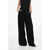 Max Mara Stretch Wool Karub Palazzo Pants With Satin Detail Black