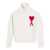 AMI Paris AMI Paris De Coeur Roll-Neck Wool Jumper OFF WHITE/RED