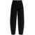 Ganni Black Pants With High Waist And Logo Patch On The Rear In Cotton Woman Black