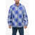 Burberry Check Print Hooded Windbreaker Blue