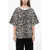 Dolce & Gabbana Crew Neck Flocked Cotton T-Shirt With Animal Motif Brown