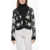 Valentino Garavani Red Cardigan With Contrasting All-Over Embroideries Black & White