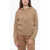 Max Mara Knitted Hoodie With Rhinestoned Logo Beige