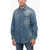 Valentino Garavani Denim Overshirt With Logoed Breast-Pocket Light Blue