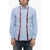 Comme des Garçons Shirt Balanced Stripe Cotton Shirt With Tartan Inserts Light Blue