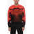 Alexander McQueen Crew Neck Viscose Blend Sweater With Abstract Jacquard Motif Red