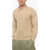 AURALEE Solid Color Fuzzy Sweater With Polo Neck Beige