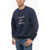 DRÔLE DE MONSIEUR Brushed Cotton Le Sweat Slogan À Fleurs Crewneck Sweatshirt Blue