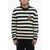 Balmain Striped Crewneck Sweater With Embroidered Logo Black & White