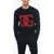 Dolce & Gabbana Crew Neck Virgin Wool Sweater With Jacquard Logo Blue