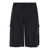 Dolce & Gabbana Black Bermuda Shorts With Logo Patch In Linen Man Black