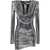 Balmain Balmain Short Lamé Dress With Hood Neckline GREY