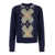 AMI Paris Blue Crewneck Sweater With Argyle Motif In Wool And Cashmere Man BLUE