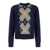 AMI Paris Blue Crewneck Sweater With Argyle Motif In Wool And Cashmere Man BLUE