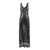 RABANNE Black Long Dress With Round Neck And All-Over Patterns In Polyamide Woman Black