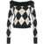 Blugirl Argyle pullover with faux fur collar Black