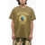 BLUEMARBLE Cotton Crew-Neck T-Shirtwith Frontal Print Green