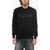 Alexander McQueen Crew Neck Wool Sweater With Metallic Logo Black