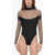 MUGLER Jersey Turtleneck Body With Mesh Inserts Black