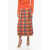 Tory Burch Popeline Check Motif Skirt With Plitted Detail Multicolor