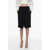 Saint Laurent Wool Striped Pencil Skirt Black