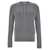 Thom Browne Grey Crewneck Cable Knit Sweater With Rwb Stripe Detail In Wool Man GREY