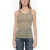 AMI ALEXANDRE MATTIUSSI Stretchy Sheer Top With Ribbed Desing Military Green