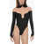 MUGLER Jersey Turtleneck Body With Illusion Desing Black