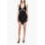 DAVID KOMA Cut-Out Mini-Dress Floral Application Black