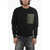 Alexander McQueen Crew Neck Hybrid Sweatshirt With Contrasting Nylon Pocket Black