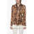 Marni Satin Oversized Shirt With Animalier Print Brown