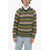 Kenzo Crew Neck Rue Vivienne Pullover With Unbalanced Stripe Motif Military Green