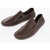 CORNELIANI Textured Leather Slipper Loafers Brown