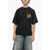 A PAPER KID Cotton Crew-Neck T-Shirt Witth Logo-Print Black