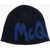 Alexander McQueen Wool Beanie With Contrasting Logo Blue